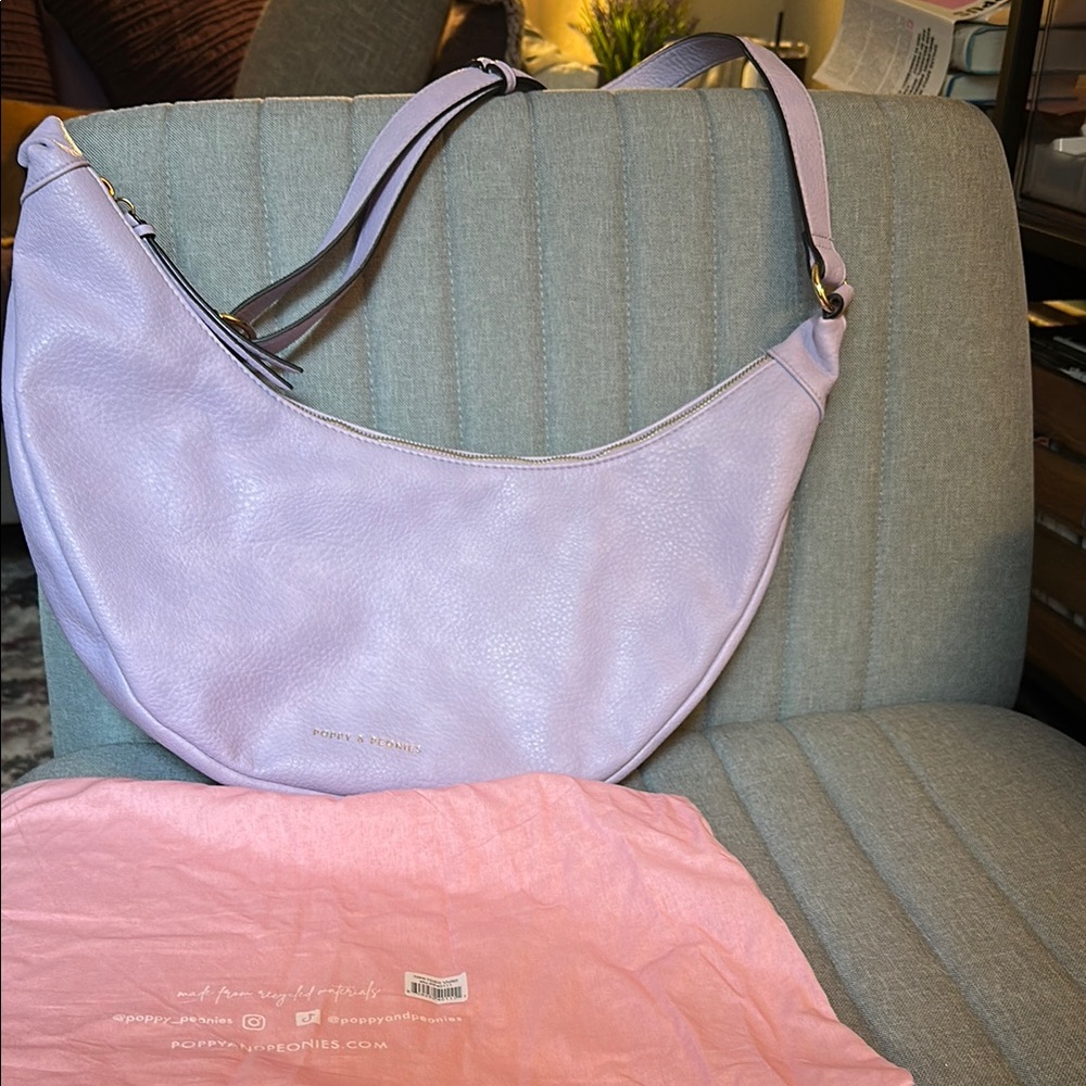 Poppy & Peonies Purple Hobo Bag with Slouchy Design